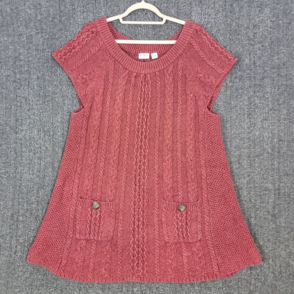Cato Sweater Dress Women 22/24W Mauve Pink Short Cap Sleeve Cable Knit Tunic Top